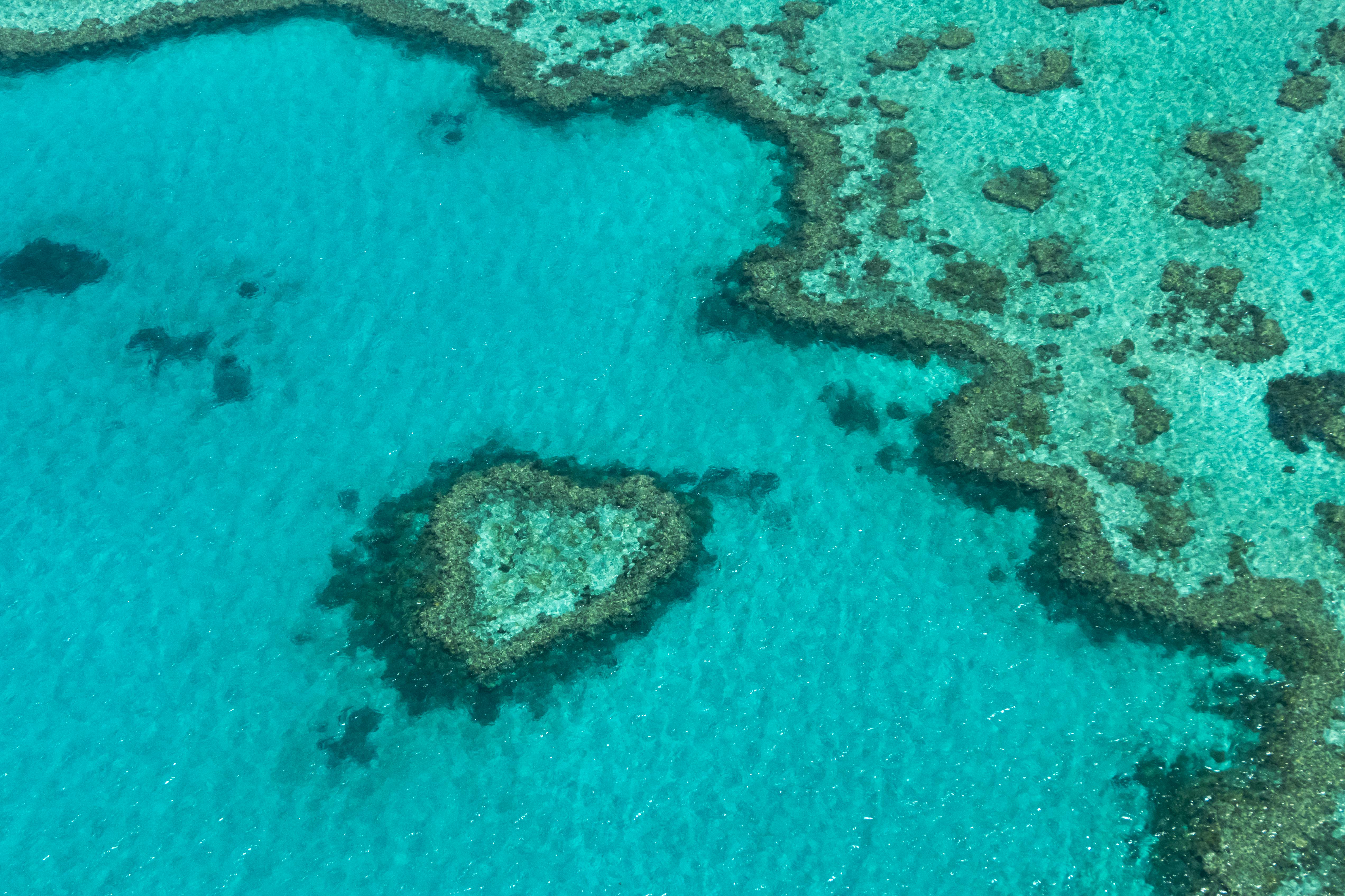 Heart Reef and turquoise waters in Australia.
