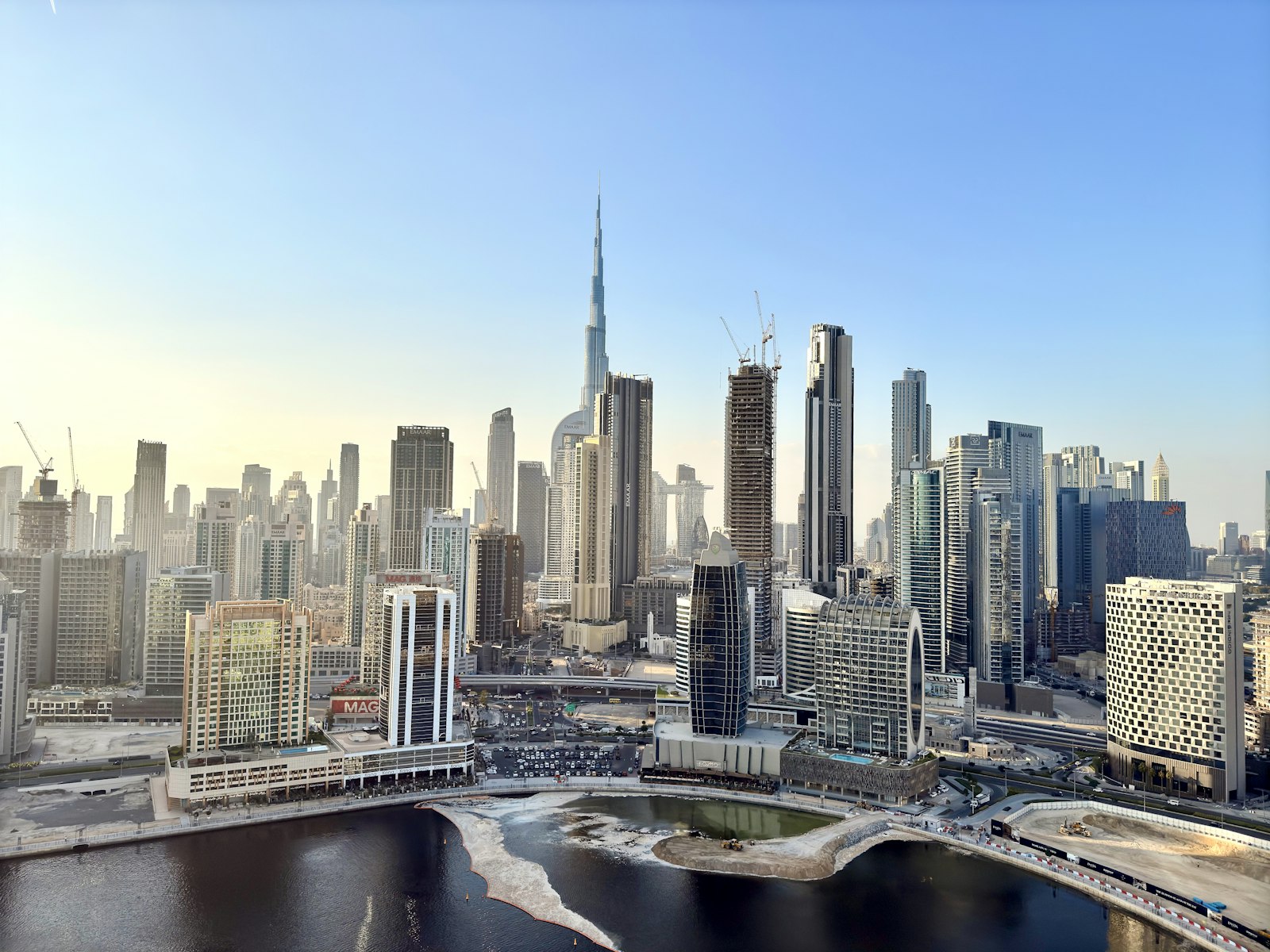 Downtown Dubai skyline with Burj Khalifa.